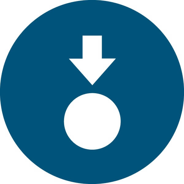 Esfera e vetor simbolizando força de compressão