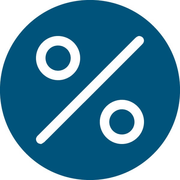 Símbolo de porcentagem, ilustrando o alto teor de alumina