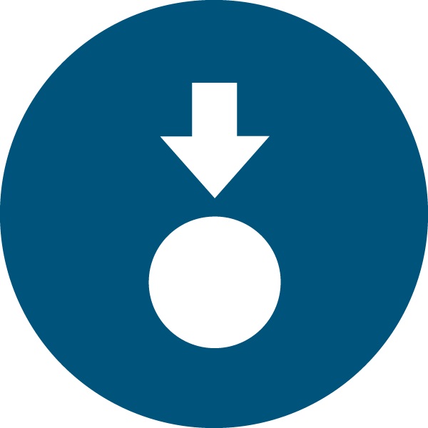 Esfera e vetor de força de compressão ilustrando a resistência das esferas