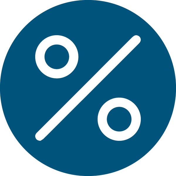 Símbolo de porcentagem ilustrando alto teor de alumina